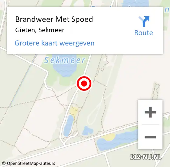 Locatie op kaart van de 112 melding: Brandweer Met Spoed Naar Gieten, Sekmeer op 23 augustus 2024 21:40