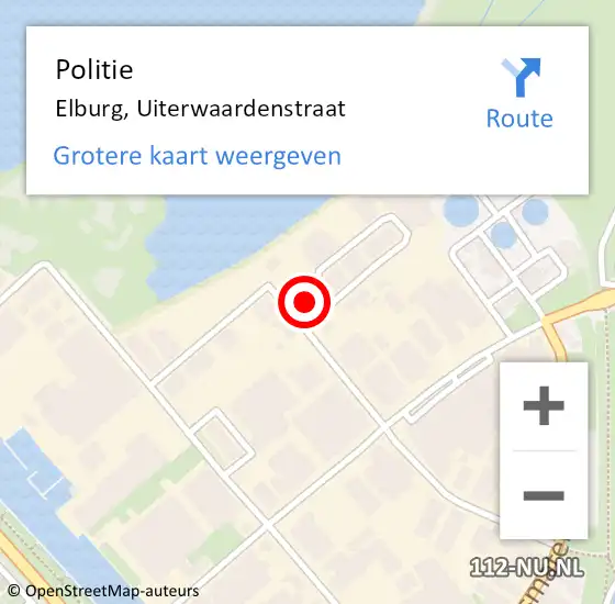 Locatie op kaart van de 112 melding: Politie Elburg, Uiterwaardenstraat op 23 augustus 2024 21:55