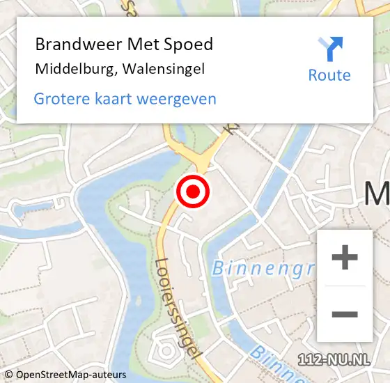 Locatie op kaart van de 112 melding: Brandweer Met Spoed Naar Middelburg, Walensingel op 23 augustus 2024 22:10