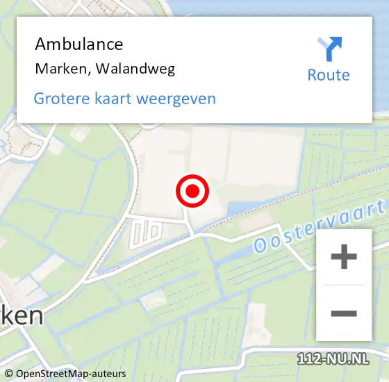 Locatie op kaart van de 112 melding: Ambulance Marken, Walandweg op 23 augustus 2024 22:16