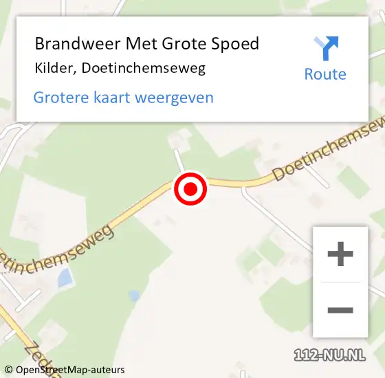 Locatie op kaart van de 112 melding: Brandweer Met Grote Spoed Naar Kilder, Doetinchemseweg op 23 augustus 2024 22:25