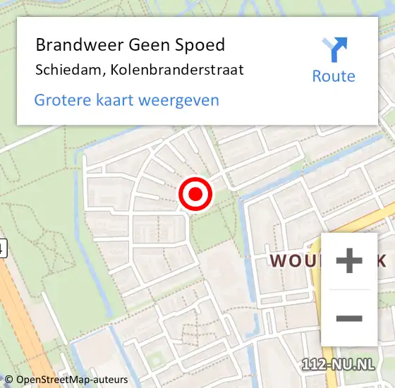 Locatie op kaart van de 112 melding: Brandweer Geen Spoed Naar Schiedam, Kolenbranderstraat op 23 augustus 2024 22:33