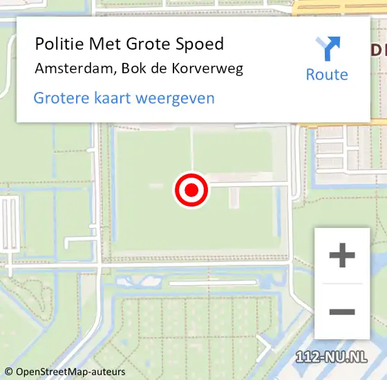 Locatie op kaart van de 112 melding: Politie Met Grote Spoed Naar Amsterdam, Bok de Korverweg op 23 augustus 2024 22:38