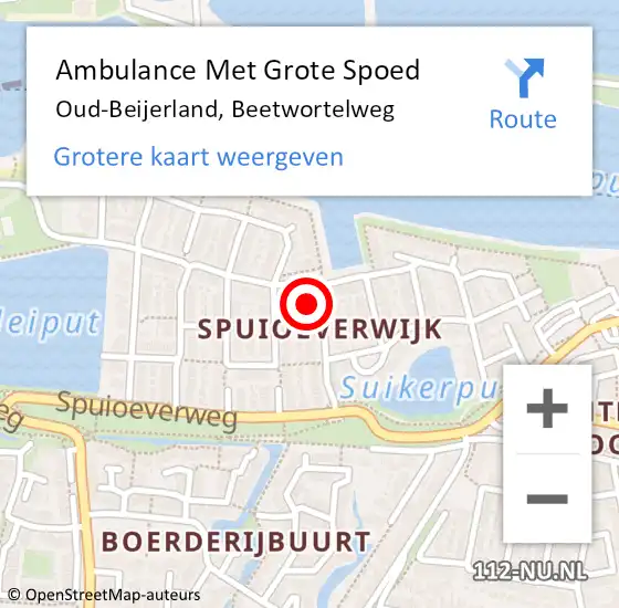 Locatie op kaart van de 112 melding: Ambulance Met Grote Spoed Naar Oud-Beijerland, Beetwortelweg op 23 augustus 2024 22:40