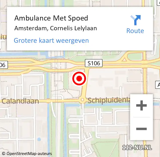 Locatie op kaart van de 112 melding: Ambulance Met Spoed Naar Amsterdam, Cornelis Lelylaan op 23 augustus 2024 22:41