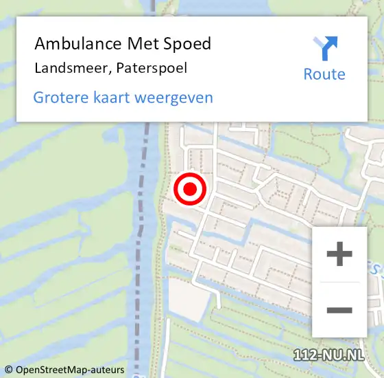 Locatie op kaart van de 112 melding: Ambulance Met Spoed Naar Landsmeer, Paterspoel op 23 augustus 2024 23:05