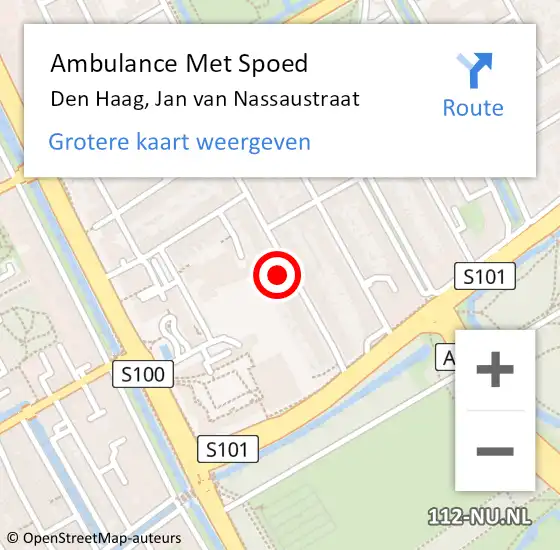 Locatie op kaart van de 112 melding: Ambulance Met Spoed Naar Den Haag, Jan van Nassaustraat op 23 augustus 2024 23:17