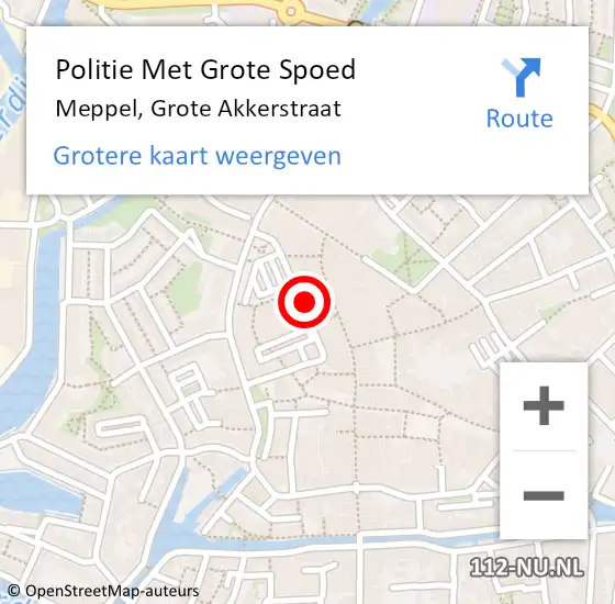 Locatie op kaart van de 112 melding: Politie Met Grote Spoed Naar Meppel, Grote Akkerstraat op 23 augustus 2024 23:35