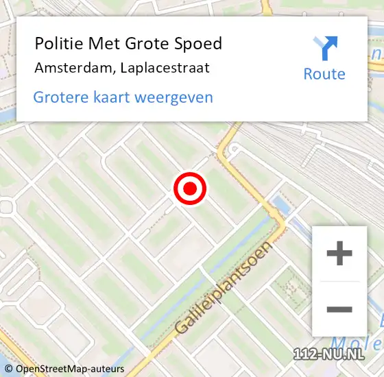 Locatie op kaart van de 112 melding: Politie Met Grote Spoed Naar Amsterdam, Laplacestraat op 23 augustus 2024 23:55