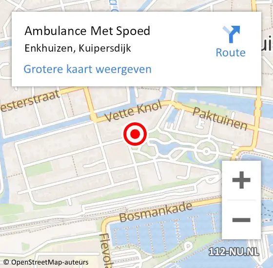 Locatie op kaart van de 112 melding: Ambulance Met Spoed Naar Enkhuizen, Kuipersdijk op 24 augustus 2024 00:16