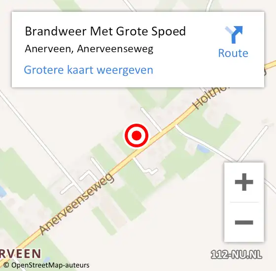 Locatie op kaart van de 112 melding: Brandweer Met Grote Spoed Naar Anerveen, Anerveenseweg op 17 oktober 2014 14:35