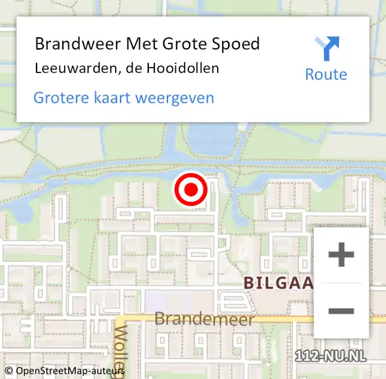 Locatie op kaart van de 112 melding: Brandweer Met Grote Spoed Naar Leeuwarden, de Hooidollen op 24 augustus 2024 00:32