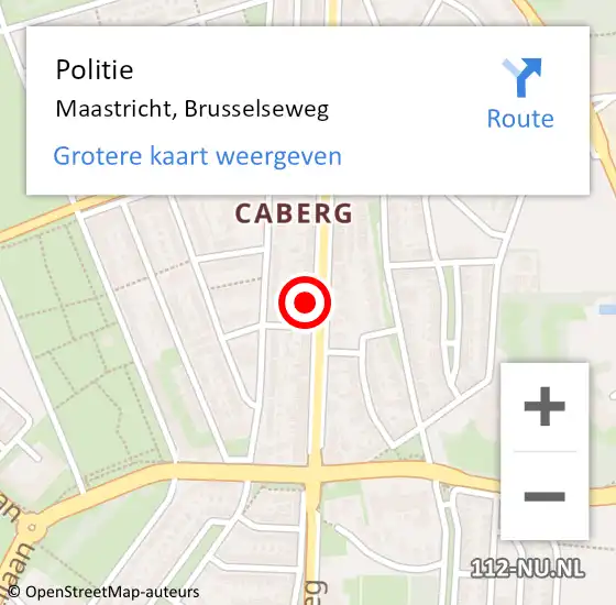 Locatie op kaart van de 112 melding: Politie Maastricht, Brusselseweg op 24 augustus 2024 00:35