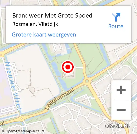 Locatie op kaart van de 112 melding: Brandweer Met Grote Spoed Naar Rosmalen, Vlietdijk op 24 augustus 2024 00:38