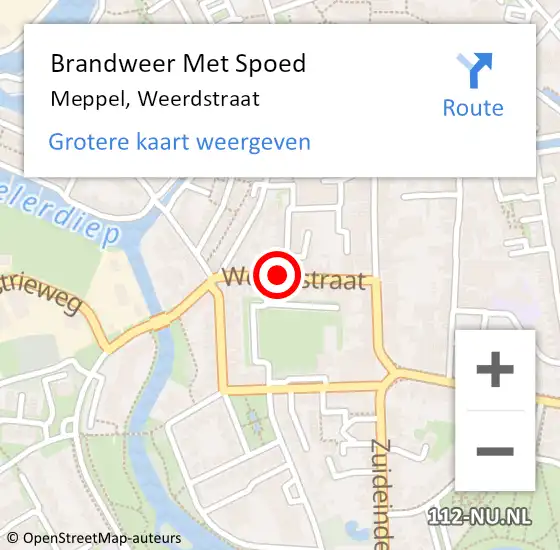 Locatie op kaart van de 112 melding: Brandweer Met Spoed Naar Meppel, Weerdstraat op 24 augustus 2024 00:58