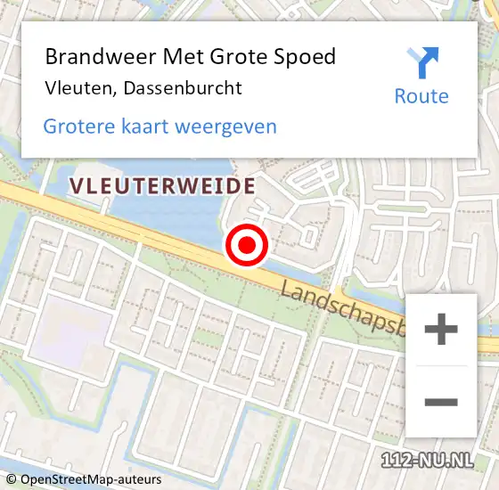 Locatie op kaart van de 112 melding: Brandweer Met Grote Spoed Naar Vleuten, Dassenburcht op 24 augustus 2024 01:31