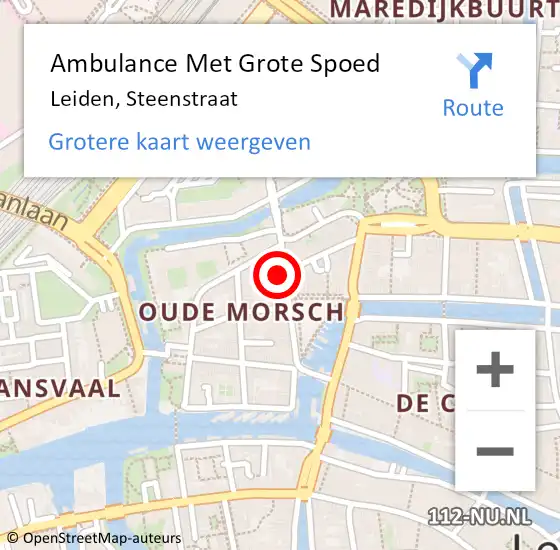 Locatie op kaart van de 112 melding: Ambulance Met Grote Spoed Naar Leiden, Steenstraat op 24 augustus 2024 01:43