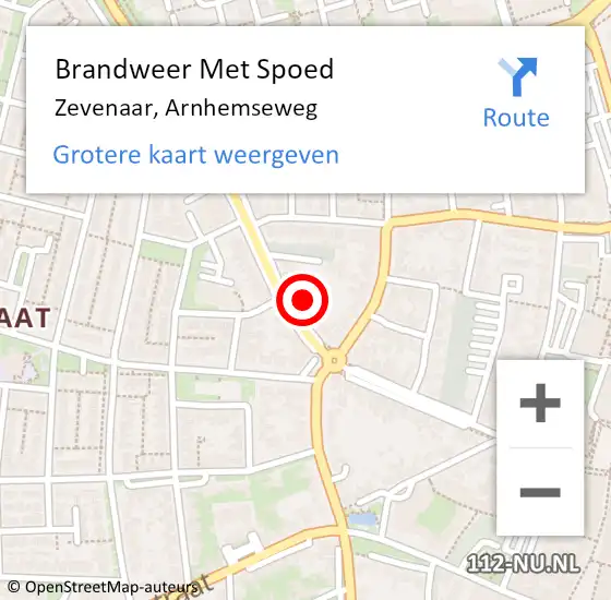 Locatie op kaart van de 112 melding: Brandweer Met Spoed Naar Zevenaar, Arnhemseweg op 24 augustus 2024 01:54