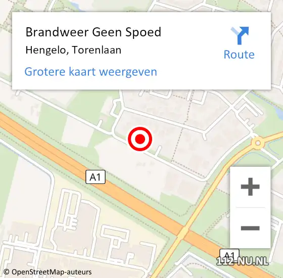 Locatie op kaart van de 112 melding: Brandweer Geen Spoed Naar Hengelo, Torenlaan op 24 augustus 2024 02:00