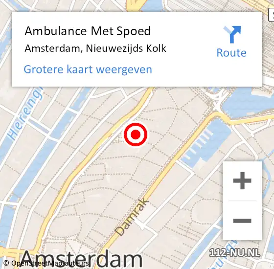 Locatie op kaart van de 112 melding: Ambulance Met Spoed Naar Amsterdam, Nieuwezijds Kolk op 24 augustus 2024 02:37