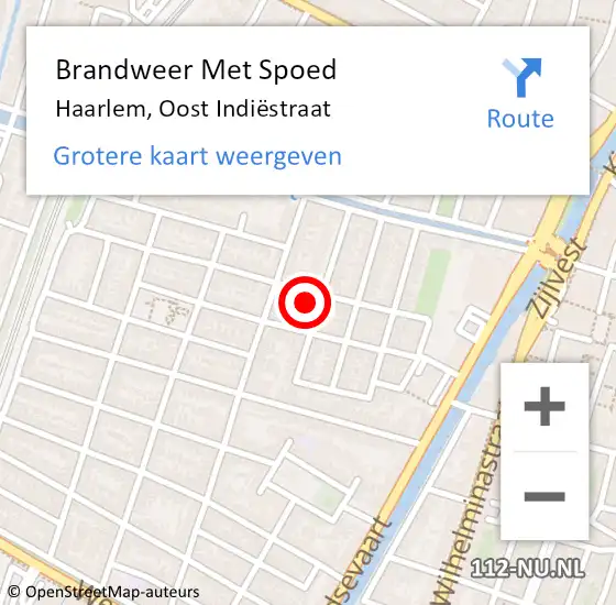 Locatie op kaart van de 112 melding: Brandweer Met Spoed Naar Haarlem, Oost Indiëstraat op 24 augustus 2024 02:57