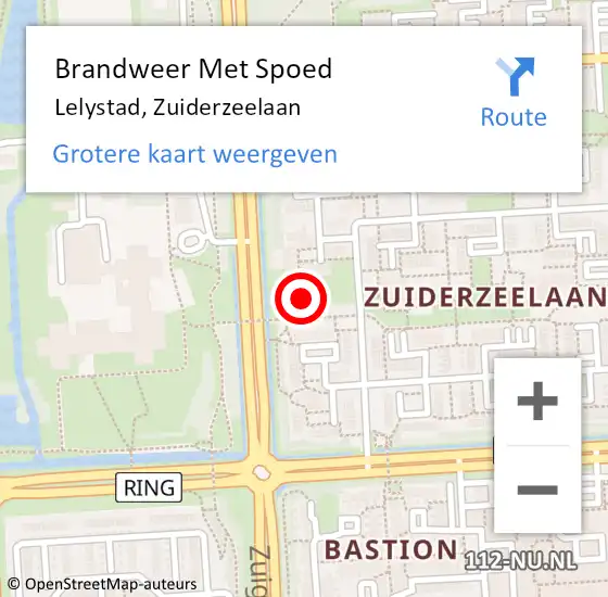 Locatie op kaart van de 112 melding: Brandweer Met Spoed Naar Lelystad, Zuiderzeelaan op 24 augustus 2024 03:02