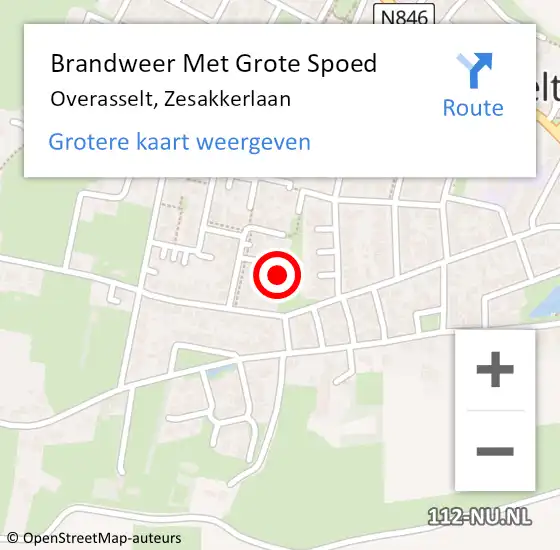 Locatie op kaart van de 112 melding: Brandweer Met Grote Spoed Naar Overasselt, Zesakkerlaan op 24 augustus 2024 03:39