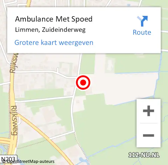 Locatie op kaart van de 112 melding: Ambulance Met Spoed Naar Limmen, Zuideinderweg op 24 augustus 2024 04:10