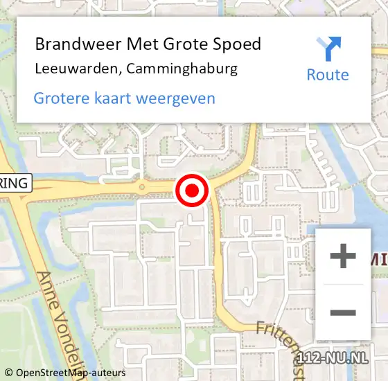 Locatie op kaart van de 112 melding: Brandweer Met Grote Spoed Naar Leeuwarden, Camminghaburg op 24 augustus 2024 04:23