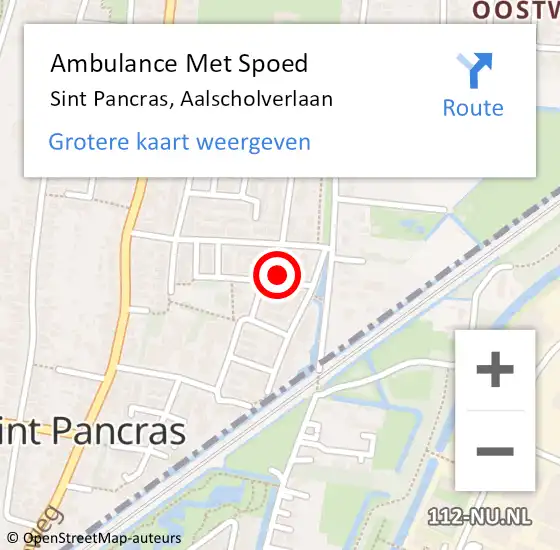 Locatie op kaart van de 112 melding: Ambulance Met Spoed Naar Sint Pancras, Aalscholverlaan op 24 augustus 2024 04:30