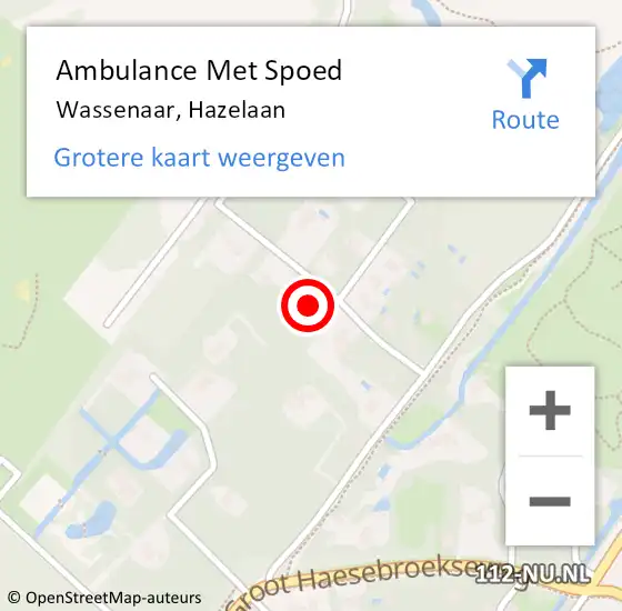 Locatie op kaart van de 112 melding: Ambulance Met Spoed Naar Wassenaar, Hazelaan op 24 augustus 2024 05:26