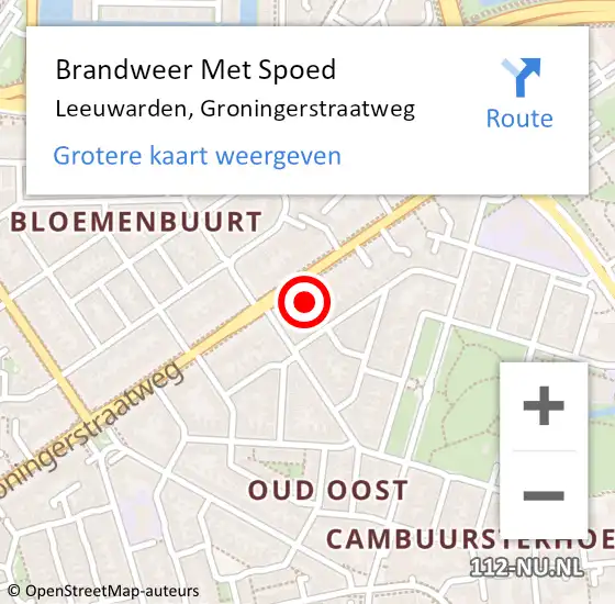 Locatie op kaart van de 112 melding: Brandweer Met Spoed Naar Leeuwarden, Groningerstraatweg op 24 augustus 2024 05:46