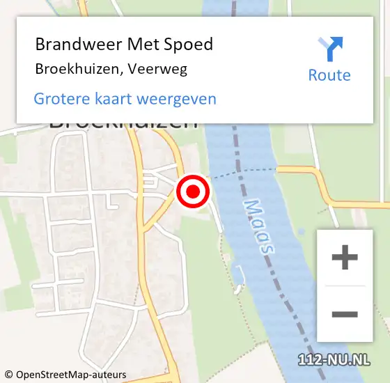 Locatie op kaart van de 112 melding: Brandweer Met Spoed Naar Broekhuizen, Veerweg op 24 augustus 2024 07:00