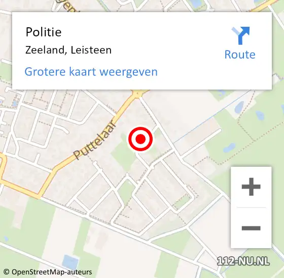 Locatie op kaart van de 112 melding: Politie Zeeland, Leisteen op 24 augustus 2024 07:52