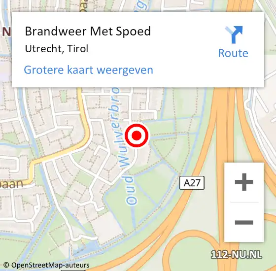 Locatie op kaart van de 112 melding: Brandweer Met Spoed Naar Utrecht, Tirol op 24 augustus 2024 08:05