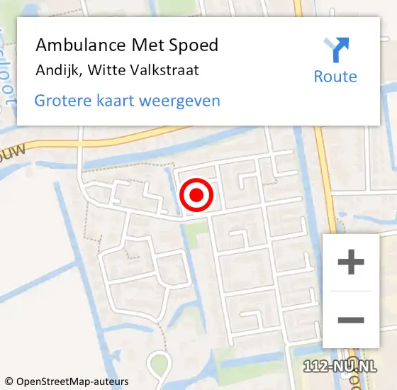 Locatie op kaart van de 112 melding: Ambulance Met Spoed Naar Andijk, Witte Valkstraat op 24 augustus 2024 08:18