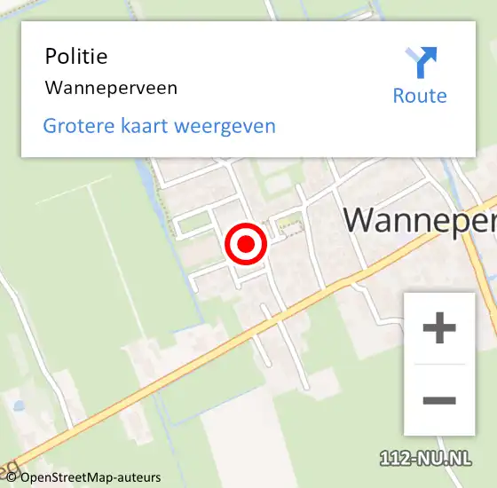 Locatie op kaart van de 112 melding: Politie Wanneperveen op 24 augustus 2024 08:33