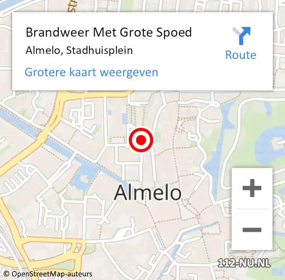 Locatie op kaart van de 112 melding: Brandweer Met Grote Spoed Naar Almelo, Stadhuisplein op 24 augustus 2024 09:02