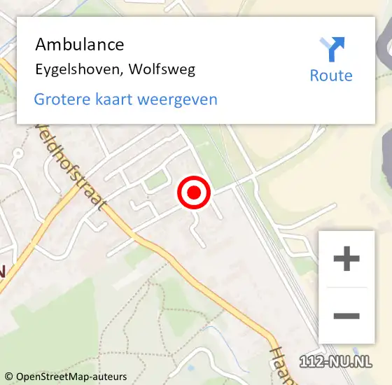 Locatie op kaart van de 112 melding: Ambulance Eygelshoven, Wolfsweg op 17 oktober 2014 15:01
