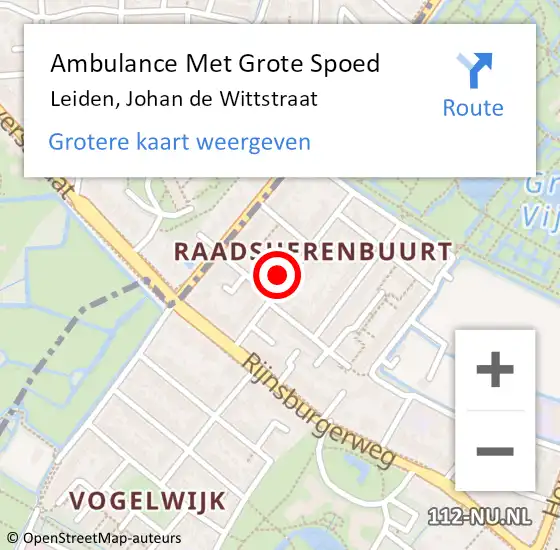 Locatie op kaart van de 112 melding: Ambulance Met Grote Spoed Naar Wassenaar, Johan de Wittstraat op 24 augustus 2024 09:16