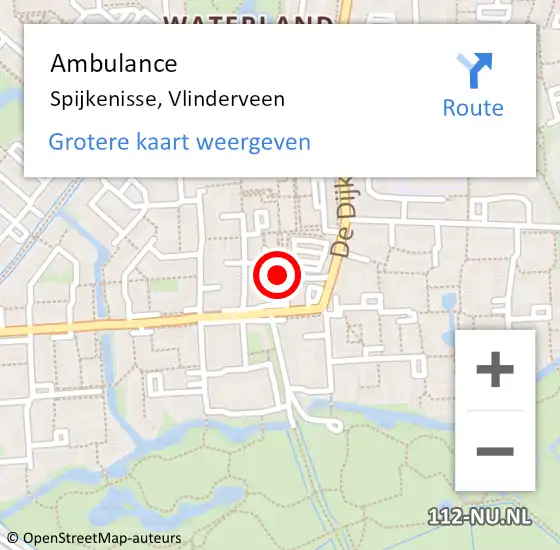 Locatie op kaart van de 112 melding: Ambulance Spijkenisse, Vlinderveen op 24 augustus 2024 09:34