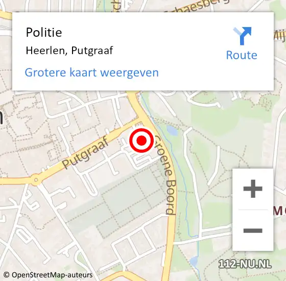 Locatie op kaart van de 112 melding: Politie Heerlen, Putgraaf op 24 augustus 2024 09:41