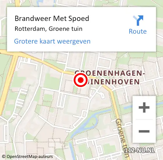 Locatie op kaart van de 112 melding: Brandweer Met Spoed Naar Rotterdam, Groene tuin op 24 augustus 2024 09:45