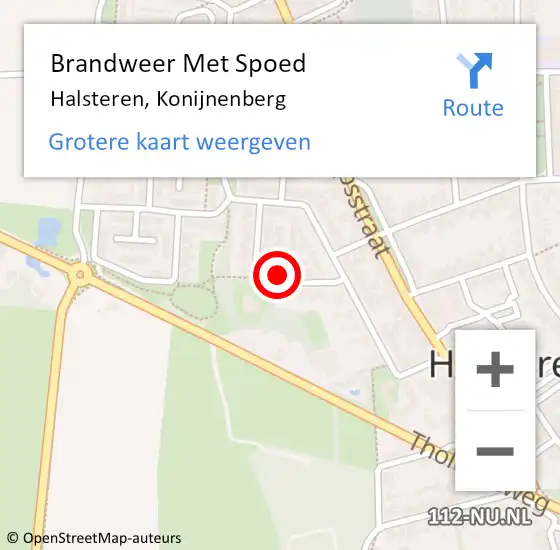 Locatie op kaart van de 112 melding: Brandweer Met Spoed Naar Halsteren, Konijnenberg op 24 augustus 2024 09:57