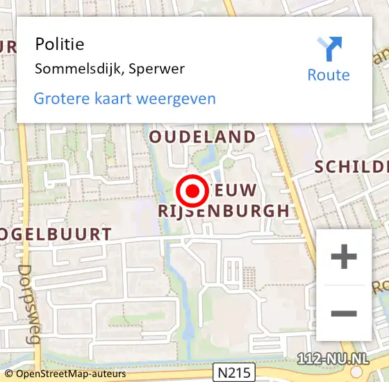 Locatie op kaart van de 112 melding: Politie Sommelsdijk, Sperwer op 24 augustus 2024 10:16