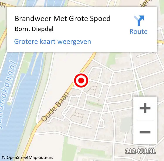 Locatie op kaart van de 112 melding: Brandweer Met Grote Spoed Naar Born, Diepdal op 24 augustus 2024 10:21