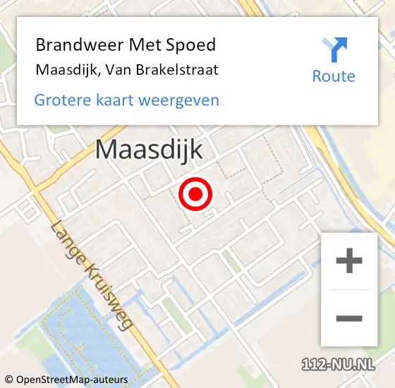 Locatie op kaart van de 112 melding: Brandweer Met Spoed Naar Maasdijk, Van Brakelstraat op 24 augustus 2024 10:26