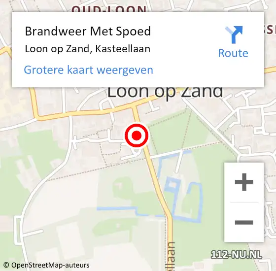 Locatie op kaart van de 112 melding: Brandweer Met Spoed Naar Loon op Zand, Kasteellaan op 24 augustus 2024 10:34