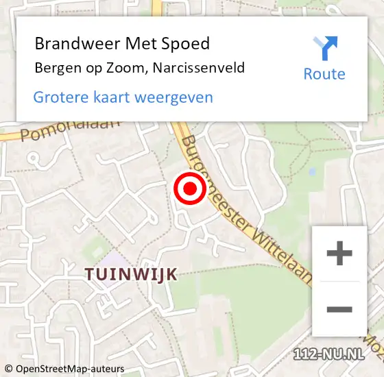 Locatie op kaart van de 112 melding: Brandweer Met Spoed Naar Bergen op Zoom, Narcissenveld op 24 augustus 2024 10:35