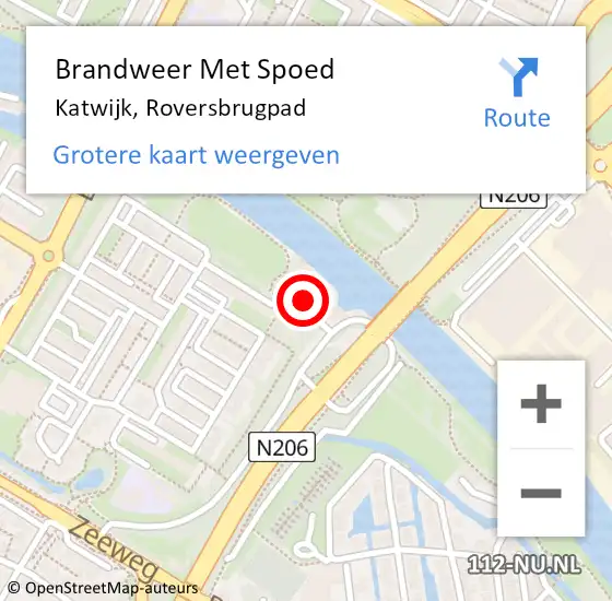 Locatie op kaart van de 112 melding: Brandweer Met Spoed Naar Katwijk, Roversbrugpad op 24 augustus 2024 10:39